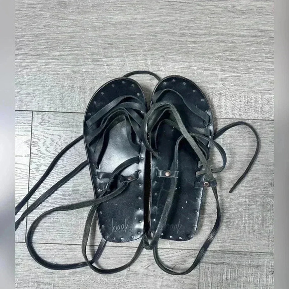 Beek Gladiator Black Leather Strappy Sandals - Picture 3 of 5